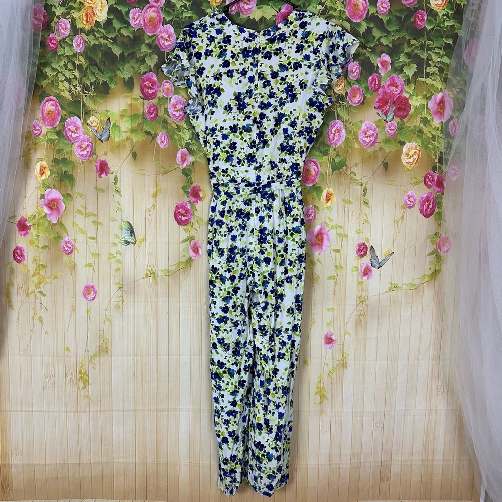 PRIVACY PLEASE White Floral Cropped Jumpsuit Size XXS - Picture 4 of 15